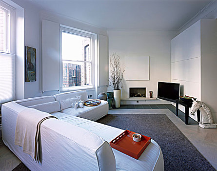白色,沙发,现代生活,房间