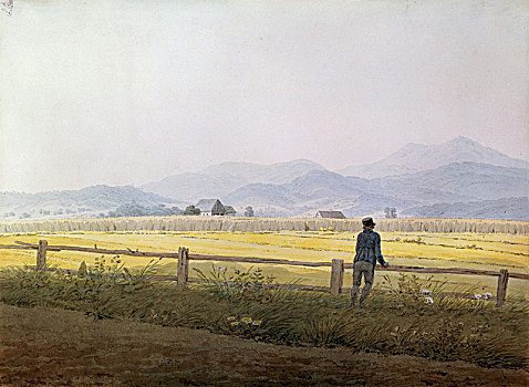 风景,早,19世纪,艺术家