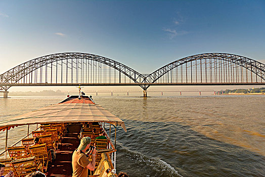 传说,伊洛瓦底江,河,客船,旅游,新桥,曼德勒,区域,缅甸