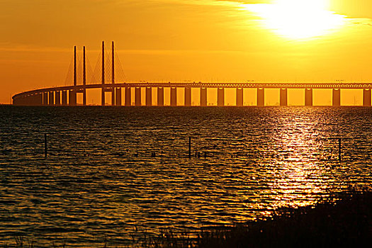 桥,逆光,瑞典,欧洲