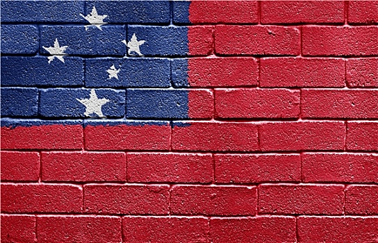 旗帜,萨摩亚群岛,砖墙