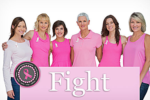 高兴,女人,穿,粉色,乳腺癌,意识