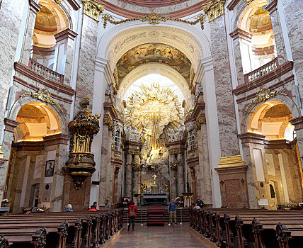 室内,卡尔教堂,主祭台,维也纳,奥地利,欧洲