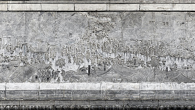清明上河图浮雕,中国河南省开封宋代文化实景主题公园