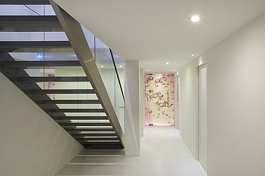 设计,伦敦,英国,内景,楼梯,清洁,白色,走廊
