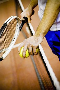 一个人,拿着,网球拍,网球