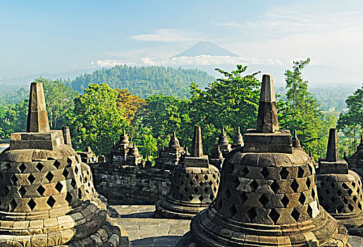 婆罗浮屠,攀升,远景,朴素,爪哇,印度尼西亚