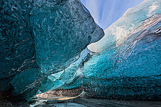 结冰,洞穴,冰河,国家公园,入口,冰,欧洲,北欧,冰岛,二月