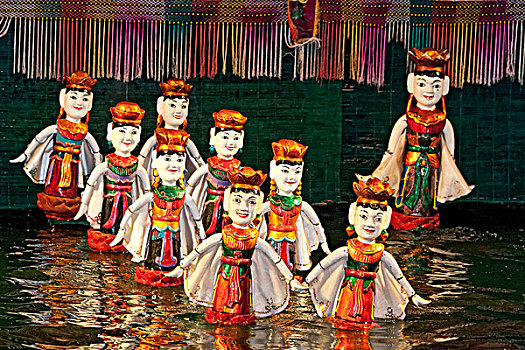 木偶,表演,河内,越南,东南亚
