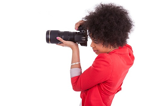 年轻,美国黑人,摄影师,摄影