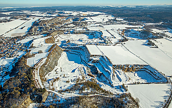 采石场,雪,冬天,藻厄兰,北莱茵威斯特伐利亚,德国
