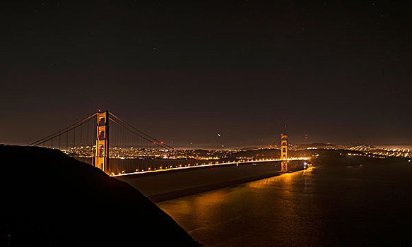 金门大桥,夜晚,旧金山,美国,北美