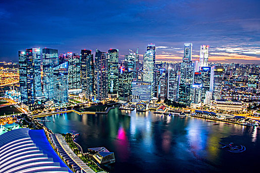 全景,新加坡,天际线,市区