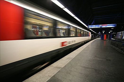 动感,离开,城际交通,列车,瑞士,铁路,地铁,火车站,苏黎世,机场