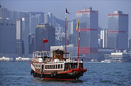 香港,彩色,游船,港口