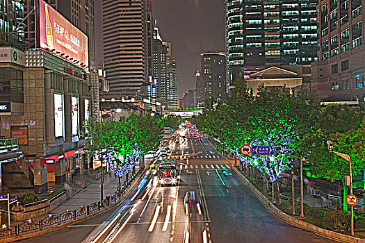 道路,夜晚,上海,中国