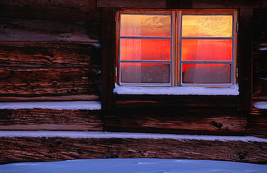 暖光,小屋,窗户