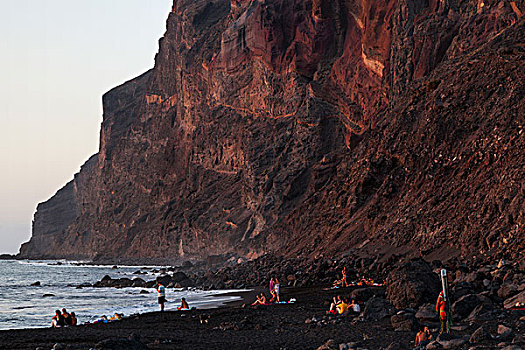 海滩,干盐湖,夜光,大帝谷,加纳利群岛,西班牙,欧洲