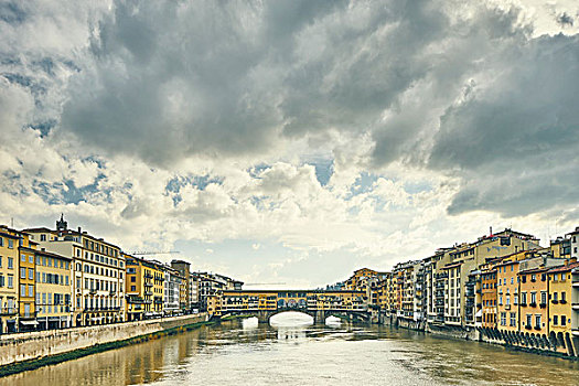 风景,阿尔诺河,维奇奥桥,佛罗伦萨,意大利