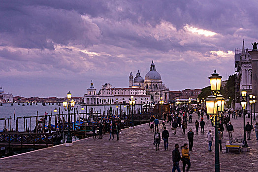 威尼斯,风景,大教堂,圣马利亚,行礼,夜光
