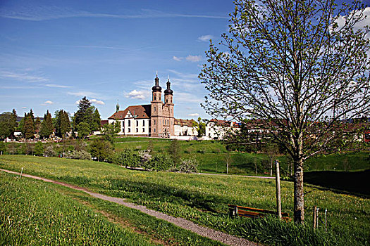 寺院,教堂,本笃会修道院,黑森林,巴登符腾堡,德国,欧洲