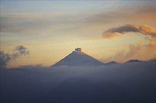印度尼西亚,爪哇,婆罗莫,国家公园,烟雾,活火山,模糊,日落,天空