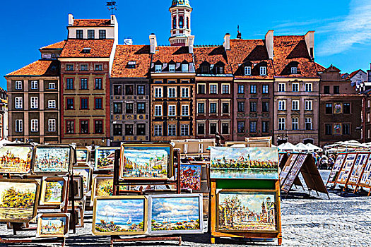户外,展示,绘画,出售,旅游,华沙