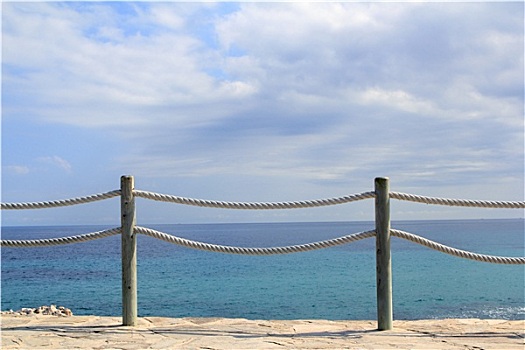 栏杆,海洋,绳索,木头