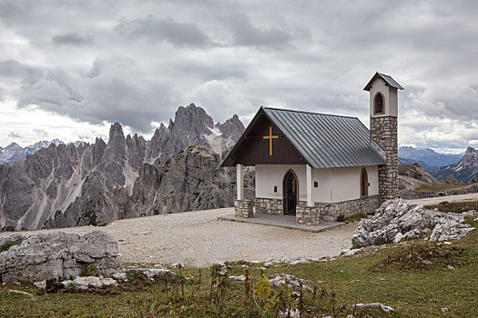 山,小教堂,靠近,白云岩,阿尔卑斯山