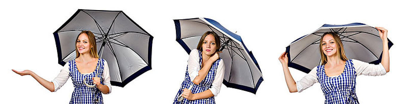 女人,伞,隔绝,白色背景