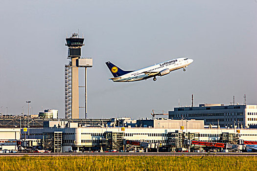 汉莎航空公司,波音,杜塞尔多夫,国际,机场,飞行,控制,塔,北莱茵威斯特伐利亚,德国,欧洲