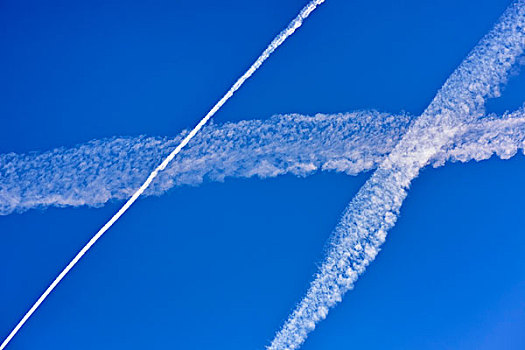 飞行云,喷气式飞机,飞机,蓝天,德国,欧洲