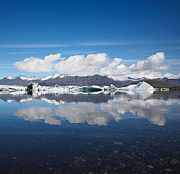 雪,山峦,反射,安静,湖