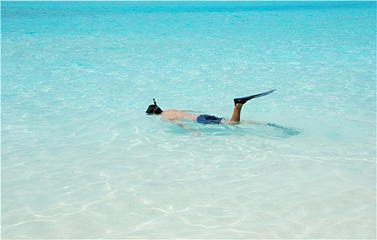 男青年,潜水,马尔代夫,蓝色,海洋,水