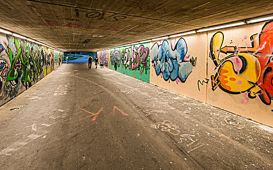 地下通道,涂鸦,街道,因斯布鲁克,提洛尔,奥地利,欧洲