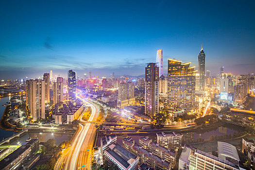 中国广东深圳罗湖都市夜景风光