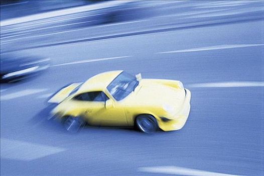 黄色,汽车,跑车,保时捷,驾驶,动感,速度