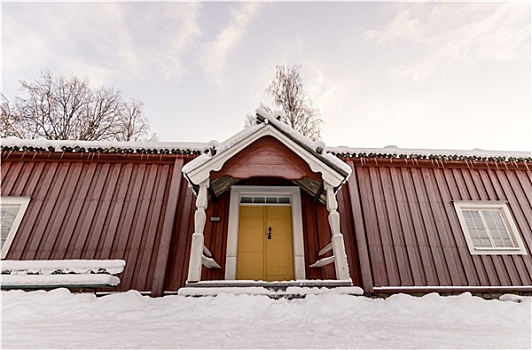 传统,瑞典,农舍,冬天
