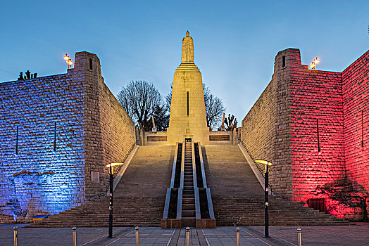 胜利,纪念建筑,一战,黃昏,光亮,凡尔登,法国,欧洲