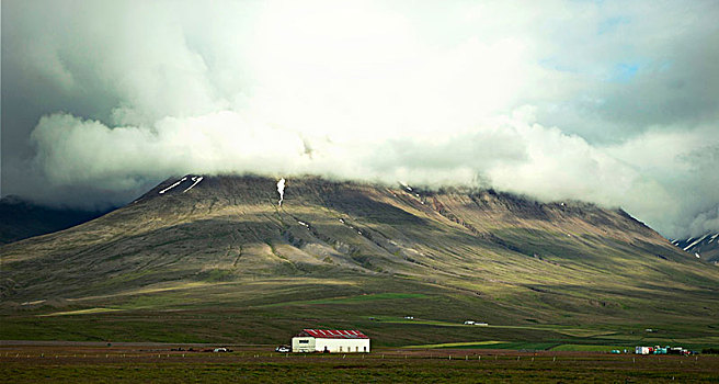 山,房子,冰岛,风景