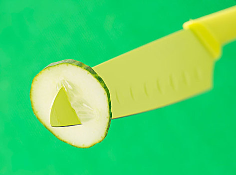 黄瓜片,绿色,刀