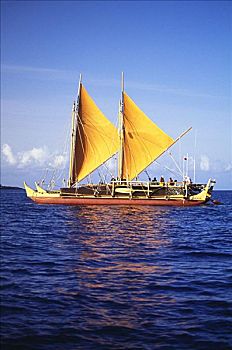 夏威夷,帆船,平静,海洋,商业,使用