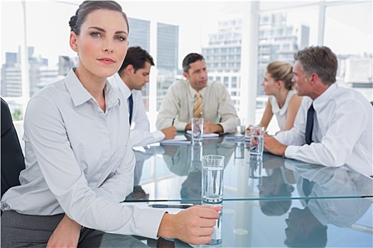 黑发,职业女性,会议室,同事,工作,后面