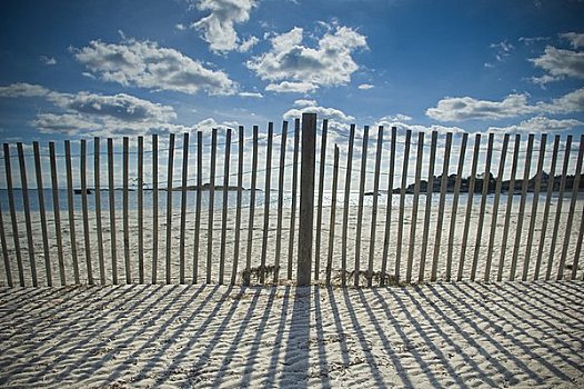 栅栏,海滩,罗德岛,美国