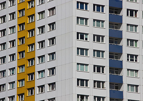公寓楼,建筑,彩色,远景