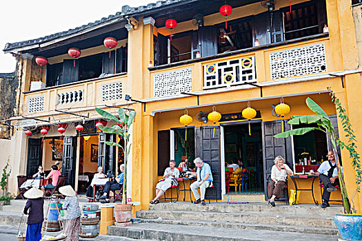 越南,会安,水岸,咖啡馆,老城