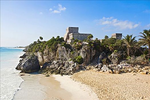 遗址,城堡,海边,坎昆,墨西哥
