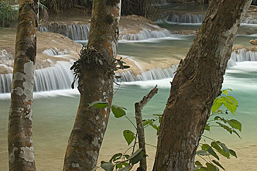 亚洲,老挝,琅勃拉邦,瀑布