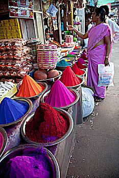 印度,迈索尔,女士,商店,染色,市场