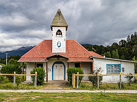 教堂,卫星天线,乡村,波多黎各,靠近,洞穴,区域,巴塔哥尼亚,智利